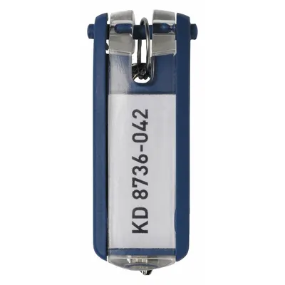 DURABLE Key Tag: 6 Key Tags, Rectangle, Blue, Plastic, Blank Label, 2 5/8 in Overall Ht - Unlabeled Key Tags