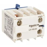SCHNEIDER Auxiliary Contact Block: 2NO, 10 A Max Current (AC), Front Mount, Front-Mounted, LA1KN20