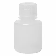 Polypropylene Narrow Mouth Round Lab Bottle, 1 fl oz (30 mL), Colorless, Closure Included, Unlined