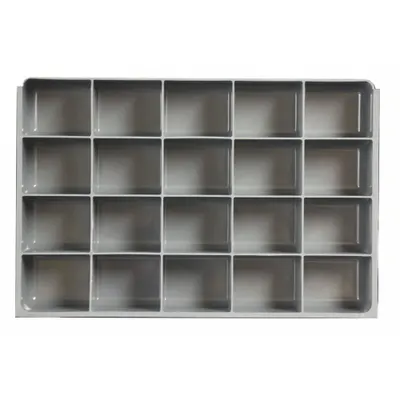 DURHAM MFG Compartment Drawer Insert, 20 Compartments, Gray - Inserts for Large Compartmented Boxes