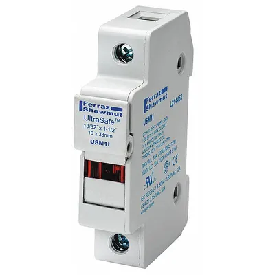 MERSEN Fuse Block: Finger-Safe, 1 Pole, DIN Rail Mounting - Midget Fuse Blocks