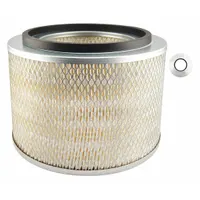 Round cabin air filter with axial seal design, constructed from cellulose media. Includes a G103 N furnished gasket. Commonly used in agricultural and construction equipment to filter airborne particles entering the operator cabin