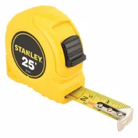 STANLEY Tape Measure: Nonmagnetic Single Hook Tip, 25 ft, Plastic, Yellow (MPN 30-455)
