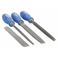 File Set: 8 in Flat Double End/8 in Round/8 in Triangular, Includes Handle, 4 Pieces, Pouch