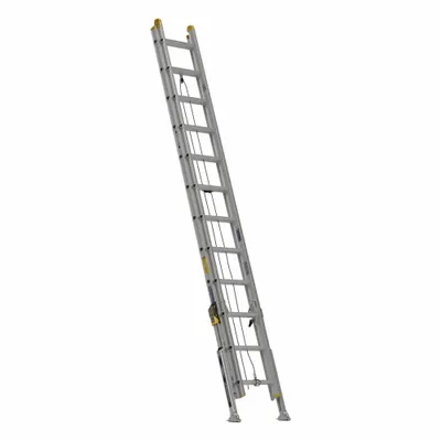 WERNER Extension Ladder: 24 ft Ladder Size, Aluminum, 250 lb Load Capacity, 55 lb Wt - Leg Leveling Non-Conductive Fiberglass Extension Ladders