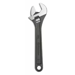 This 8-inch automatic locking adjustable wrench from CRESCENT features a black oxide finish on alloy steel. With a jaw capacity of 1 1/8 inches, it is suited for gripping fasteners in maintenance, plumbing, and mechanical tasks.