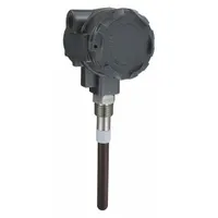 Particulate transmitter for monitoring airborne particle concentration in industrial environments. Operates on 12-28 VDC power and features a NEMA 4 enclosure for protection against moisture and dust. Equipped with a 3/4" male process connection thread. Outputs a signal suitable for process control or alarm systems in applications such as HVAC, dust collection, or emissions monitoring
