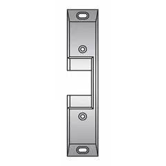 This chrome-finished electric strike faceplate is designed for use with HES Series 7000 electric strikes. It covers and protects the cutout in a door frame, providing a finished appearance. The faceplate measures 9 inches in height.