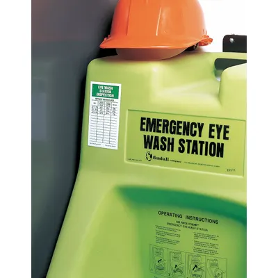 SEE ALL INDUSTRIES Inspection Label: Eye Wash, 3 in Wd, 4 1/4 in Ht, Black/Green/White, Aluminum - Safety