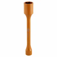 This torque limiting socket stick is constructed from chrome molybdenum/steel with a tan finish. It features a 1 in size and is designed for use with 1/2 in air impact tools. Commonly used in vehicle maintenance for controlled torque application on lug nuts, it helps prevent over- or under-torquing during wheel service