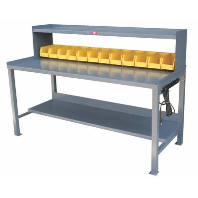 JAMCO Workbench with Riser: Fixed Ht, Steel, 72 in x 30 in, 3,000 lb Overall Load Capacity - Workbenches with Risers & Lower Shelves