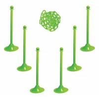 This solid-color plastic chain barrier system includes six posts and 50 ft of Safety Green chain. Used to cordon off hazardous areas, guide pedestrian traffic, or mark restricted zones in industrial facilities, warehouses, and construction sites