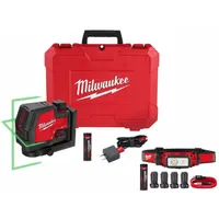 MILWAUKEE Line Laser Kit: 2 Lines and 0 Dots, Green Beam, 100 - 200 ft Range w/o detector, Included (MPN 3521-21, 2163-21)