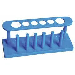 Test Tube Rack, Polyethylene, White, 6 Tubes, Benchtop