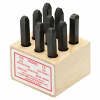 YOUNG BROS. STAMP WORKS Hand Stamp Kit: 0 thru 9 (6 doubles as 9), 1/16 in Character Ht, Steel (MPN 01091)