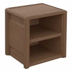 CORTECH Nightstand in Walnut finish, 22 in height, 21 1/2 in width, 17 1/2 in depth, with two shelves. Suitable for bedside use in residential or hospitality settings, providing storage for personal items, books, or electronics.