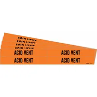Pipe Marker: Acid Vent, Orange, Black, Fits 3/4 to 2 3/8 in Pipe O.D., 4 Pipe Markers, 5 PK (MPN 7319-4-PK)