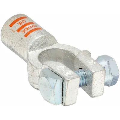 WESTWARD Battery Terminal: Straight, Crimp, 2/0 ga, Orange Color, Negative - Straight Alignment