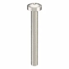 Pan head machine screw with M3x0.50 thread, 25 mm length, made from 316 stainless steel with plain finish. Features a Phillips drive with #1 drive size. Suitable for fastening metal parts in machinery, enclosures, and equipment where a low-profile domed head is desired. Supplied in a 100-piece pack.