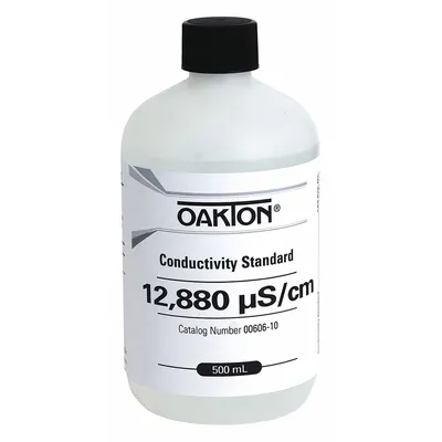 OAKTON Conductivity Calibration Solution: ACS, 500 mL Volume, Liquid, 12,880 microsiemens - Conductivity Standards