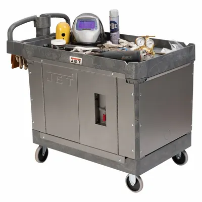 JET Utility Cart: 500 lb, 43 in L x 25 in W x 29 in H Overall Dim, 2 Shelves - Preconfigured & Paneled Utility Carts