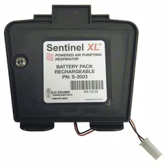 Rechargeable nickel-metal hydride battery pack for Sentinel XL powered air-purifying respirator (PAPR) systems. Provides power for continuous respiratory protection in industrial environments such as chemical plants, refineries, and manufacturing facilities.