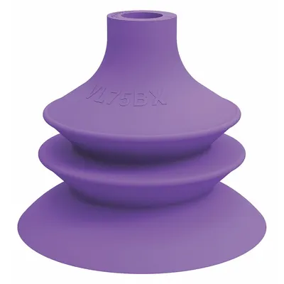 PIAB Vacuum Pad: Plain Pad without Adapter, 72 mm Pad Dia, Thermoplastic Elastomer - Bellows Type Packaging Industry Vacuum Pads