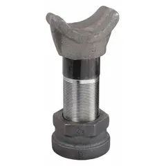 Support stanchion designed for tube and pipe applications. Provides height adjustment from 9 1/4 in to 14 in with a load capacity of 3,800 lb. Suitable for industrial piping systems requiring stable support.