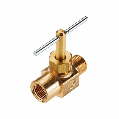 Parker Needle Valve: Inline Valve Body, Brass, Screw-In Bonnet, 1/4 in Pipe Size - Brass Straight-Body Needle Valves