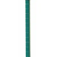 This 28-inch by 1-inch steel post features a green epoxy-coated finish and antimicrobial resistance, suitable for wet environments. The split-sleeve design allows for easy assembly in wire shelving systems. Leveling feet are not included. Used as vertical support in storage applications where moisture and hygiene are considerations