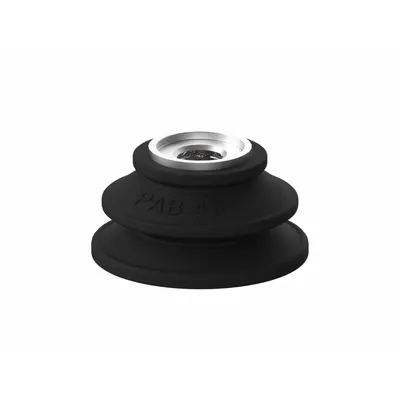 PIAB Vacuum Pad: Bellows, w/o Adapter, 30 mm Pad Dia, Nitrile/PVC, Black, 60A - Bellows Type Automotive Industry Vacuum Pad Assemblies