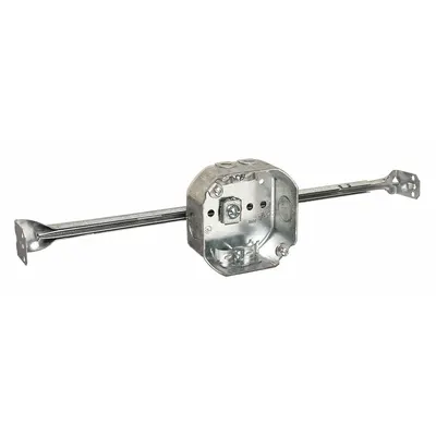 RACO Electrical Box: Steel, Steel Material & Nominal Size, Octagon, 2 Gangs - Ceiling Electrical Boxes