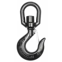 General purpose slip hook for lifting applications, commonly used in rigging and material handling to attach loads to chains or cables. Constructed from alloy steel with Grade 80 and 5/8 in material thickness. Black finish with no visual indicator markings.