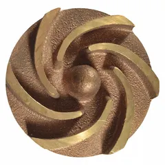 Semi-open bronze impeller for straight centrifugal pumps. Compatible with Dayton pump model 2ZWR7A. Used in fluid transfer and water circulation systems.