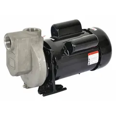 This self-priming centrifugal pump is suited for water transfer, irrigation, and industrial fluid handling. It features a TEFC motor enclosure for protection against dust and moisture, and stainless steel construction for corrosion resistance. The pump operates on 115/230V AC, delivers up to 50 ft of head, and has 1 1/2 in compatible intake and discharge connections.