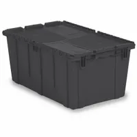 ORBIS Attached Lid Tote: 18 gal, 26 7/8 in x 17 in x 12 1/8 in, Black Body, Black Lid, Plastic (MPN FP243 Black Recycled)