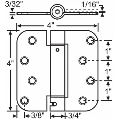 OEM Butt Hinge: Steel, Full Mortise, 4 in Leaf Wd - Full Mortise-Mount Butt Hinges