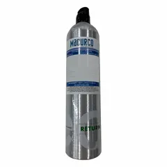 This calibration gas is a 105 L cylinder containing carbon monoxide at 50 ppm in an air background. It is used for verifying and adjusting the accuracy of fixed gas detectors that monitor carbon monoxide, ensuring proper alarm thresholds in industrial safety applications.