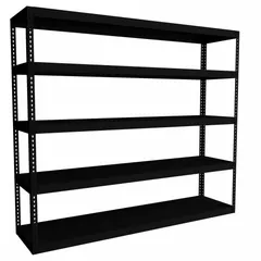 This extra-heavy-duty boltless shelving unit from HALLOWELL features solid steel decking and an open side panel with angle beam profile. Finished in black powder-coated steel, it measures 96 in wide by 24 in deep with an 84 in overall height. Maximum post load capacity is 6,000 lb with beams evenly spaced at 21 in. Suitable for industrial storage of bulk materials, tools, and equipment in warehouses and manufacturing facilities.
