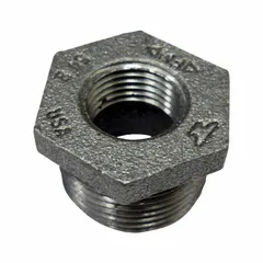 Threaded x Threaded straight reducer pipe fitting, Class 125, with a maximum operating pressure of 175 psi at 150°F. Used to connect or extend piping in low-pressure plumbing, HVAC, and process systems.