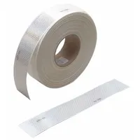 White reflective tape with acrylic adhesive, measuring 2 inches wide by 12 inches long. Designed for use on trucks and trailers to enhance nighttime visibility and meet regulatory marking requirements