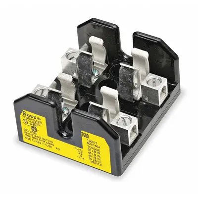 BUSSMANN T60030-2SR Fuse Block, 2-Pole, 600V AC, Screw Terminals, Non-Indicating - Fuse Blocks for UL Class T Fuses