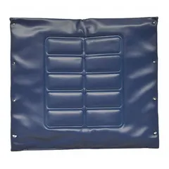 This ALCO embossed back upholstery is a vinyl replacement seat back for wheelchairs. It measures 22 inches in overall width and 18 inches in overall height. The upholstery includes attaching hardware for installation and is compatible with Theradyne brand wheelchairs.