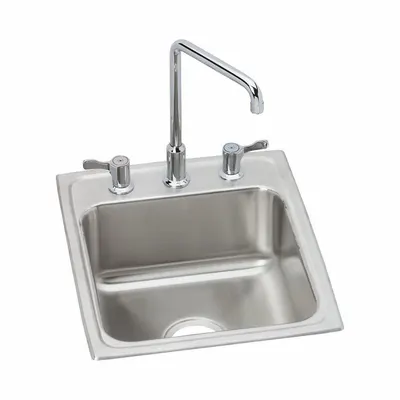 JUST MANUFACTURING One-Bowl Counter-Mounted Kitchen & Bar Sink with Faucets - One-Bowl Counter-Mounted Kitchen & Bar Sinks with Faucets