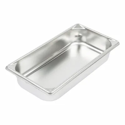 VOLLRATH Steam Table Pan: Third Size, Rectangular, 22 ga Gauge, 2.6 qt Capacity - Steam Table Pans