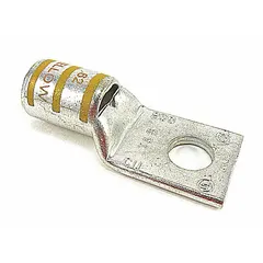 One-hole compression lug for terminating 250 kcmil stranded copper wire. Features a 3/8 in stud size and standard barrel design. Suitable for power distribution, motor controls, and switchgear terminations.