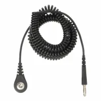 DESCO ESD Grounding Cord: Banana Plug/Date Coded/Relaxed Retraction Coil Cord, 12 ft Cord Lg, Snap (MPN 09680)