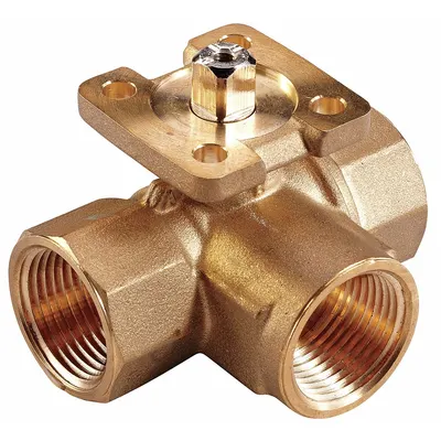 HVAC Control Ball Valve: 3-Way, 1 1/4 in Female NPT, 11.7 CV Flow, 7.4 Bypass CV Flow - 3-Way NPT Connection Ball Valves