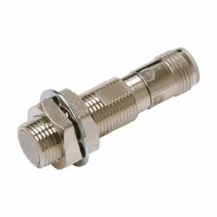 Shielded M12 inductive proximity sensor with built-in connector for non-contact detection of metal objects. Operates on 10-30V DC supply, 3-wire configuration. Suitable for position sensing, part presence verification, and machine monitoring in industrial automation.