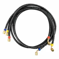 TESTO Hose Set: 5 ft Lg, 45° Angle, Black/Blue/Red/Yellow, Rubber, 3 Hoses, Ball Valve (MPN 0554 2113)
